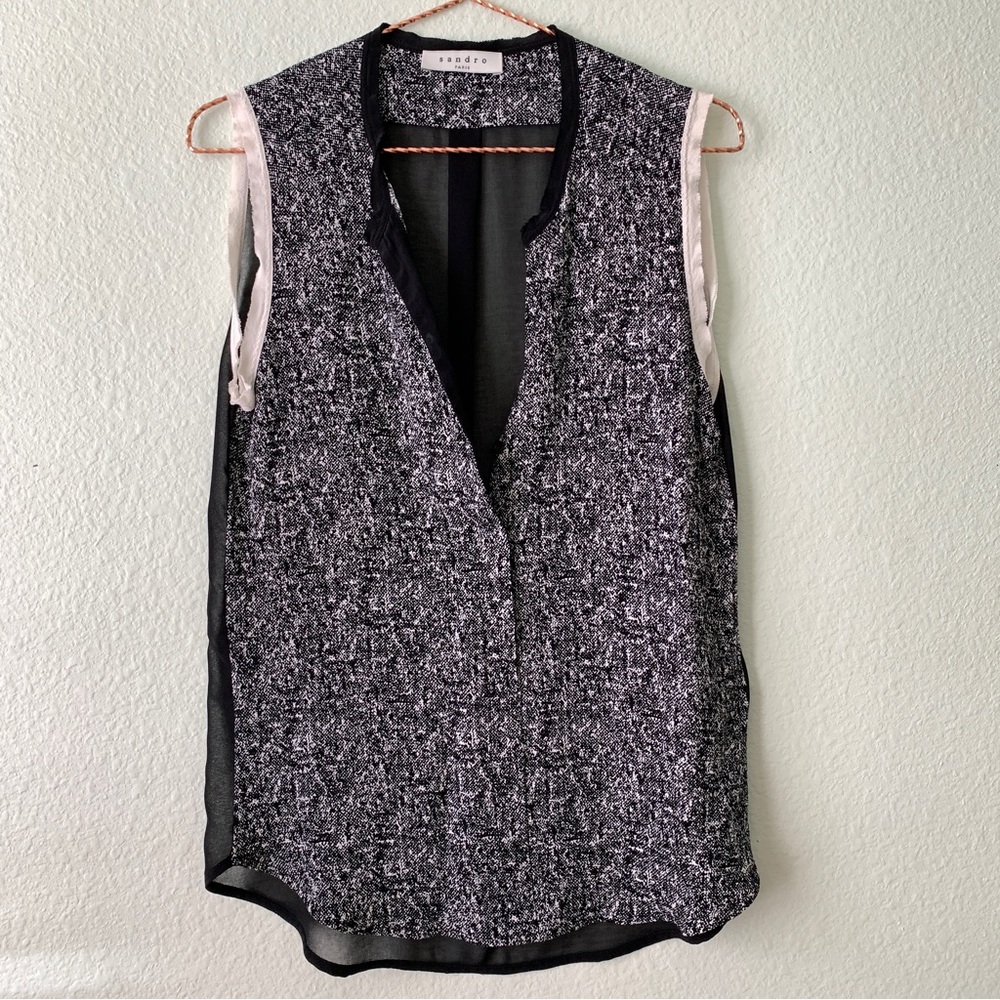 SANDRO PARIS blouse sleeveless top 1 shirt abstract print pattern - Picture 2 of 9